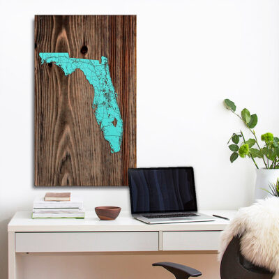 State of Florida Map, Florida Poster, Wooden Wall map of Florida, Home Decor