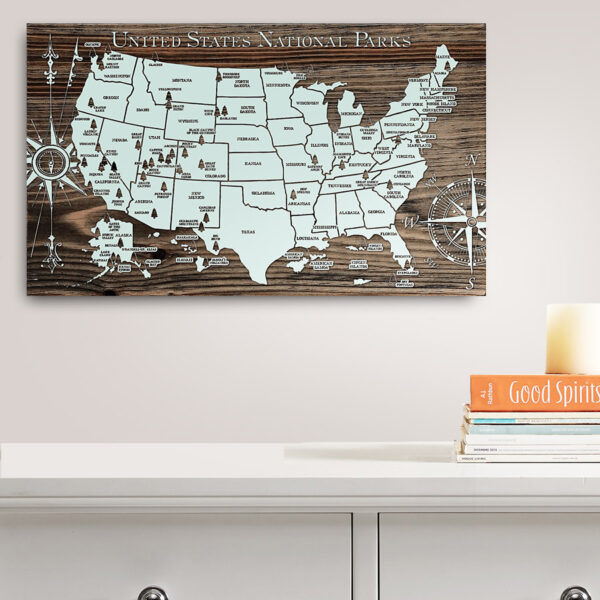 United States National Park Map, Wooden Map, Wall Art, National Park Art