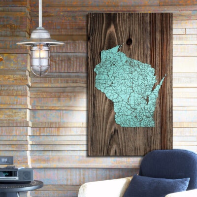 Wisconsin Isolated Map, State Map, Wooden Wall Art, Laser Carved Wood Map