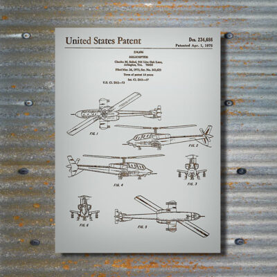 Apache Helicopter Patent Carved Wood Art Sign