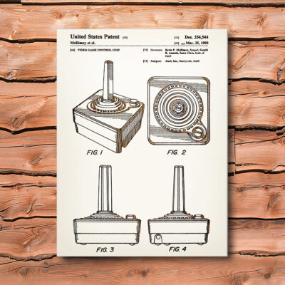 Atari Controller Patent Art Wood Sign