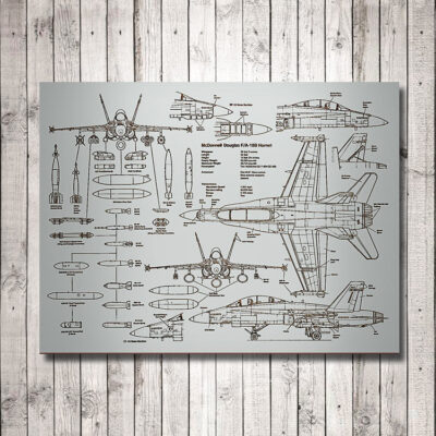 F18 Hornet Patent Carved Wooden Art Sign