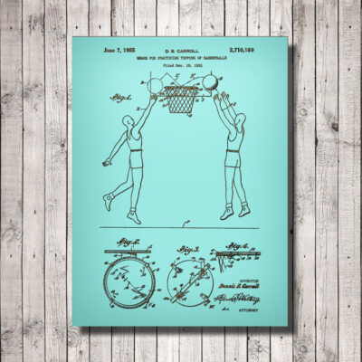 Basketball Practice Tipping Patent Art Wood Sign