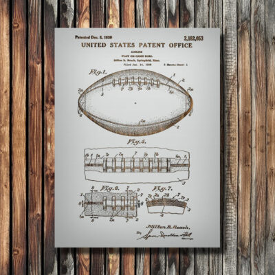 Football Patent Art Wood Sign