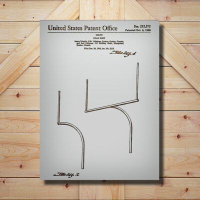 Football Goal Post Patent Art Wood Sign