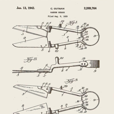 Garden Shears Patent Carved Wooden Art Sign