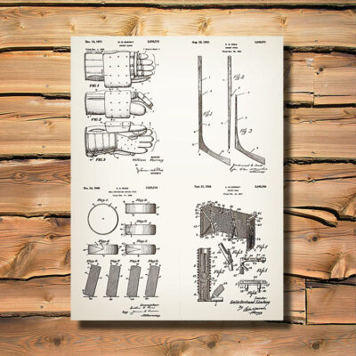 Hockey Patent Carved Wooden Art Sign