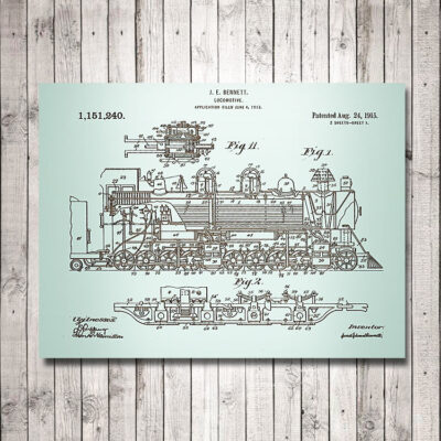 Locomotive Patent Carved Wooden Art Sign