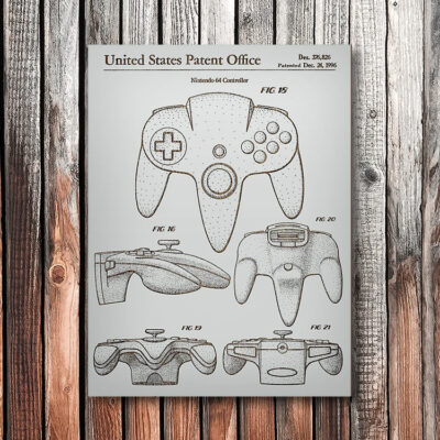 Nintendo 64 Controller Wood Patent Art