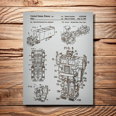 Optimus Prime Transformer Patent Carved Wooden Art Sign