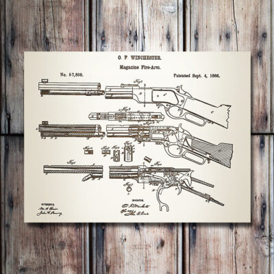 PG033 Winchester Rifle Patent Wooden Art Sign