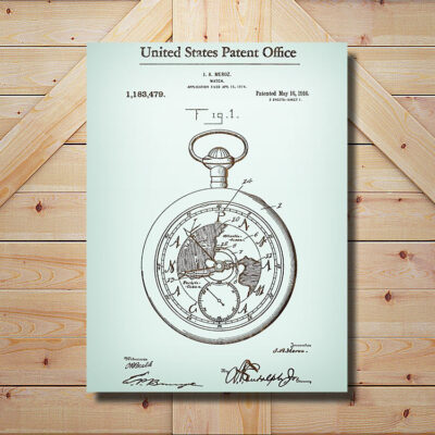 Pocket Watch Patent Art Sign