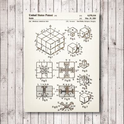 Rubiks Cube Carved Wooden Patent Art