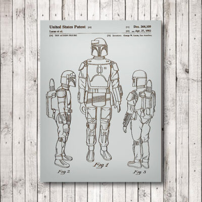 Star Wars Boba Fett Wooden Patent Art