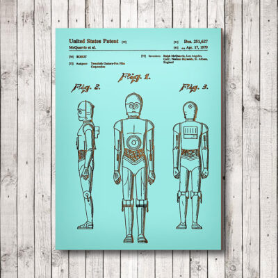 Star Wars C3PO Wood Patent Art