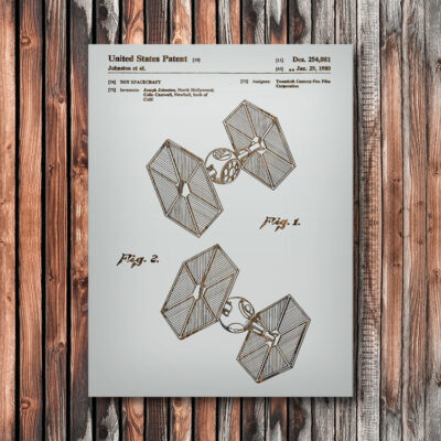 Star Wars Tie Fighter Wooden Patent Art