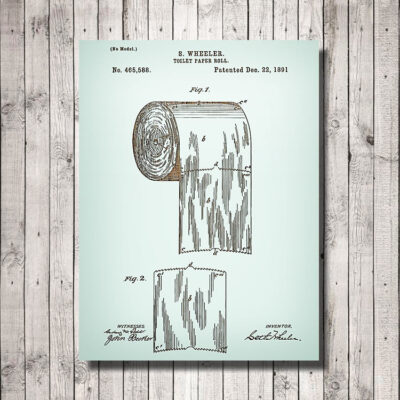 Toilet Paper Patent Carved Wood Art Sign