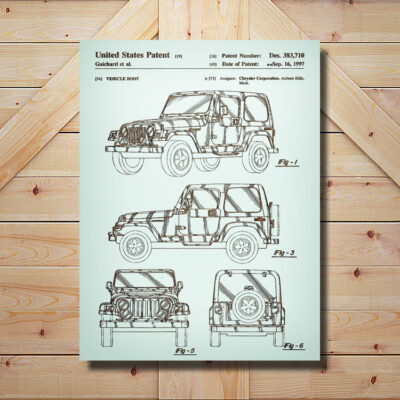 Jeep Wrangler Patent Carved Wood Sign