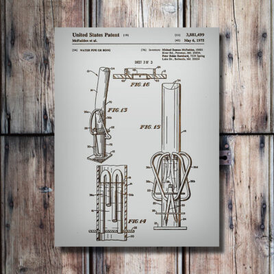 Water Pipe Patent Carved Wood Art Sign