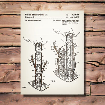 Water Pipe Patent Carved Wood Art Sign